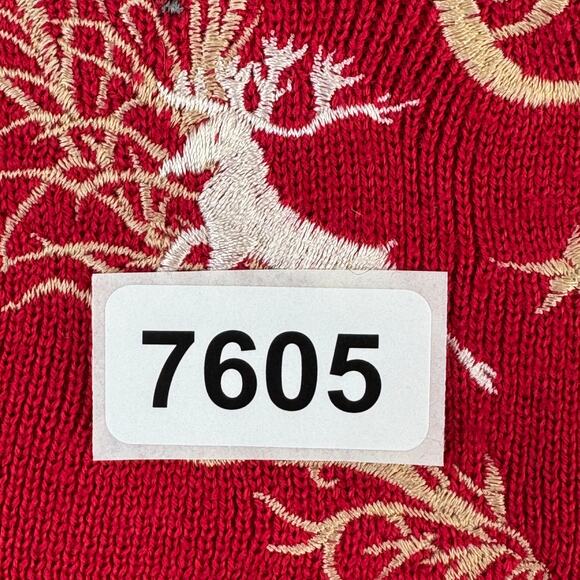 VTG Bogner Red Wool Blend Embroidered Crest Crown Deer Ski Sweater Size Large - Picture 13 of 13